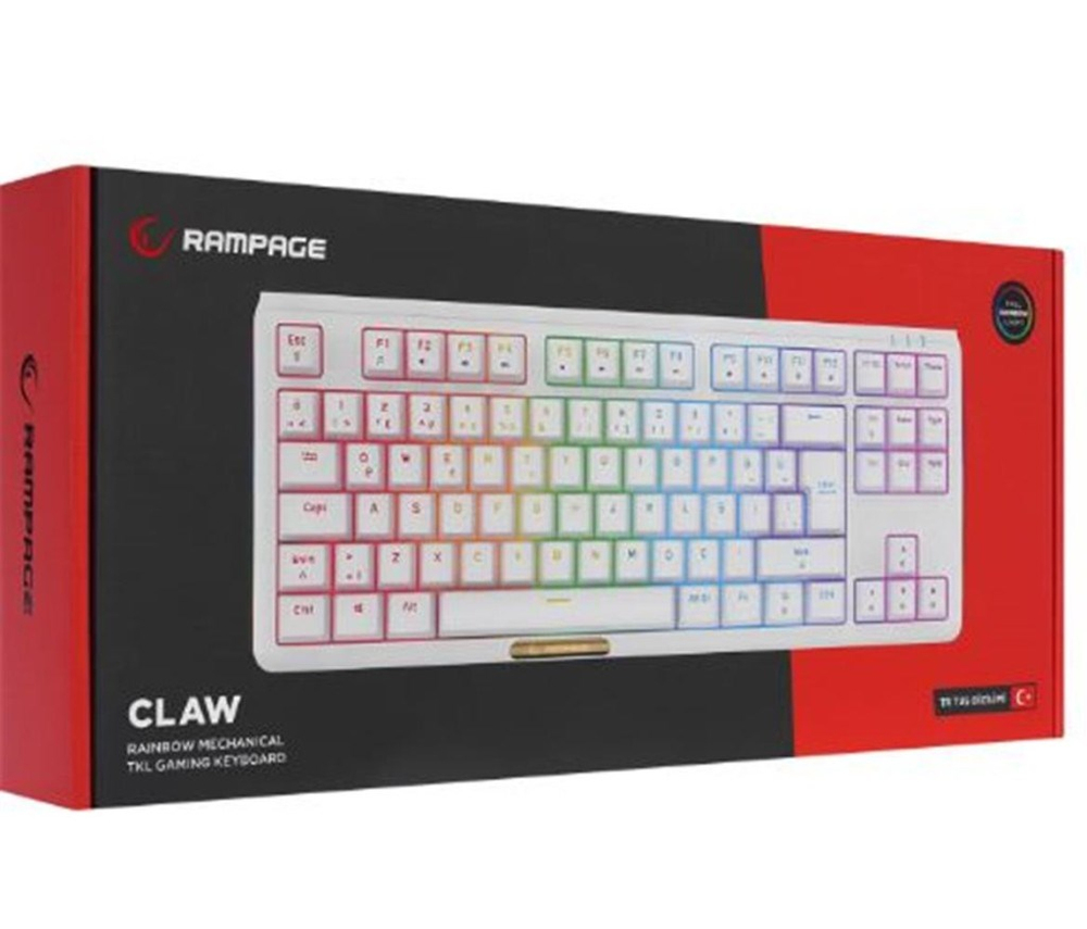 RAMPAGERampage CLAW Beyaz RED SWITCH Mekanik Gaming Oyuncu Klavye Rainbow TKL8680096128417