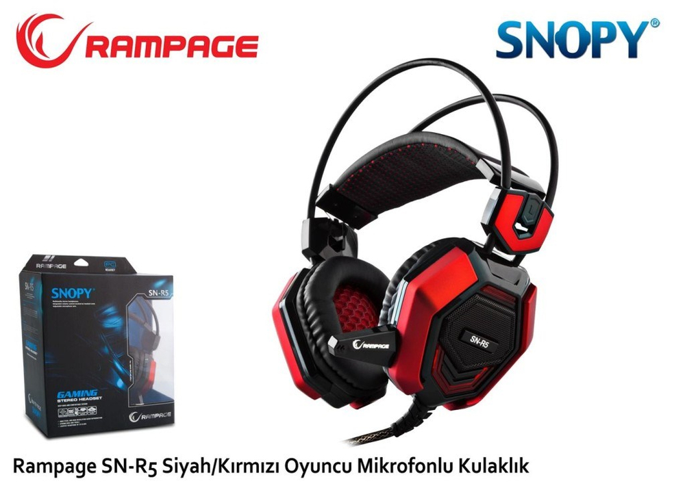 RAMPAGERampage SN-R5 X-CORE Siyah-kırmızı Oyuncu Mikrofonlu Kulaklık Usb8680096010392