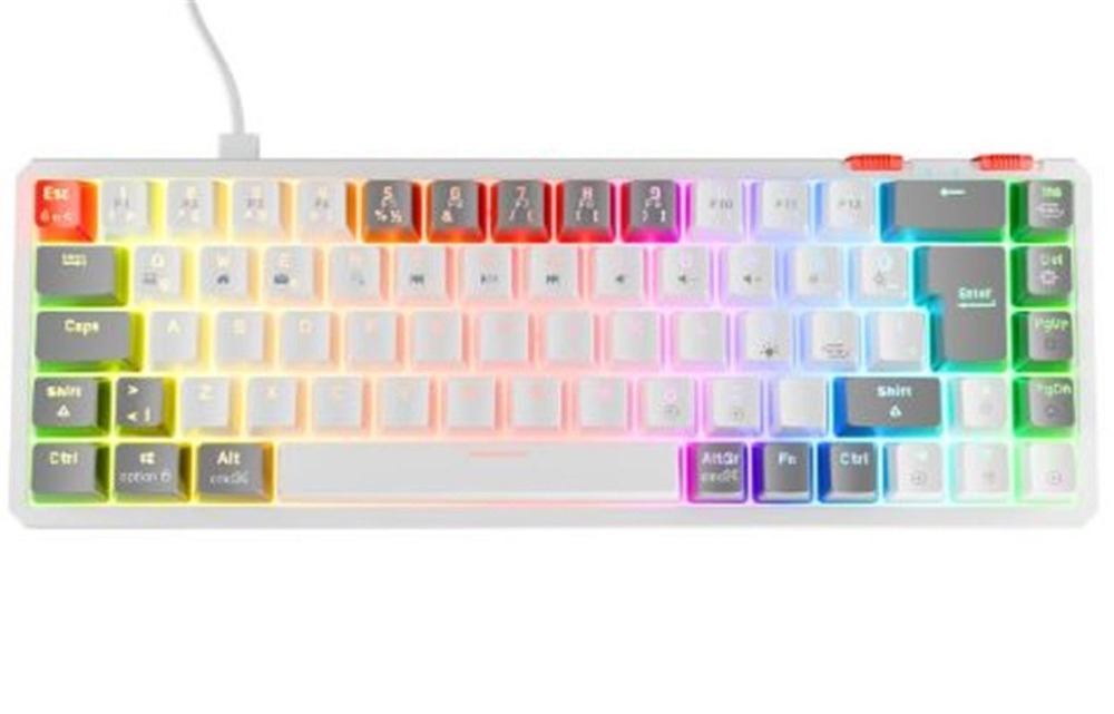 RAMPAGERampage YORU MINI Beyaz-Gri Type-C Bağlantılı OUTEMU Red Swich Q Mekanik Gaming Oyuncu Klavye RGB8680096134531