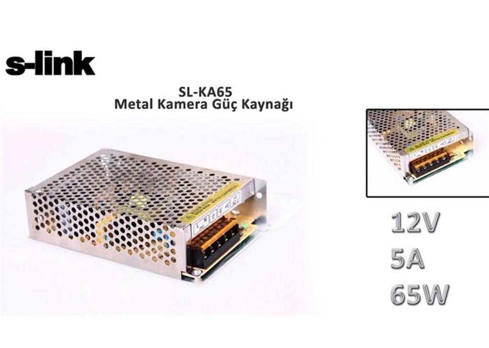 S-LİNKS-link SL-KA65 12V 5A 65W Metal Kamera Güç Kaynağı8697671461968