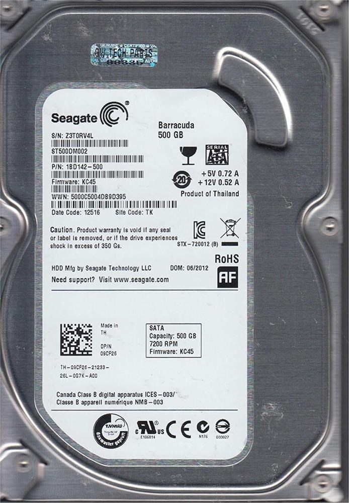 SEAGATESeagate 500GB ST500DM002 BarraCuda SATA 3.0 7200 RPM 3.5