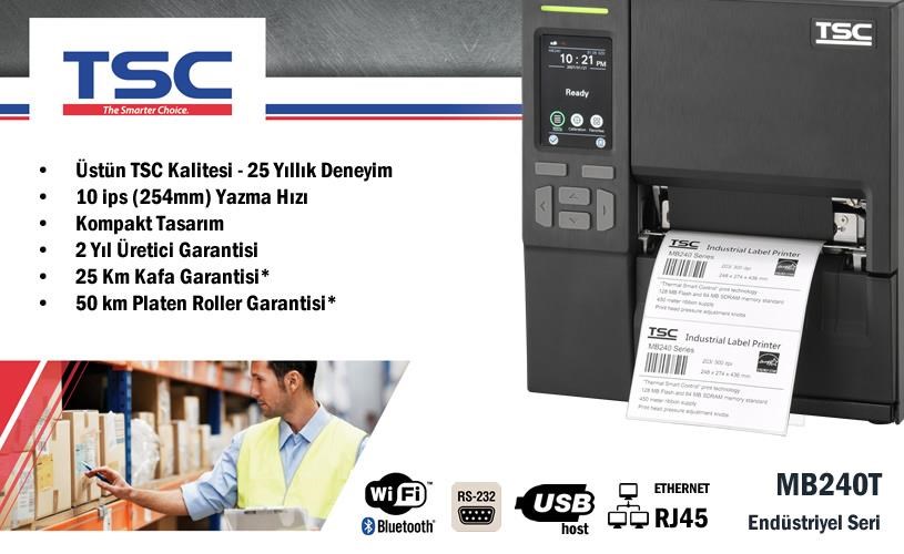 TSCTSC MB240T Endüstriyel Barkod Etiket YazıcıMB240T 