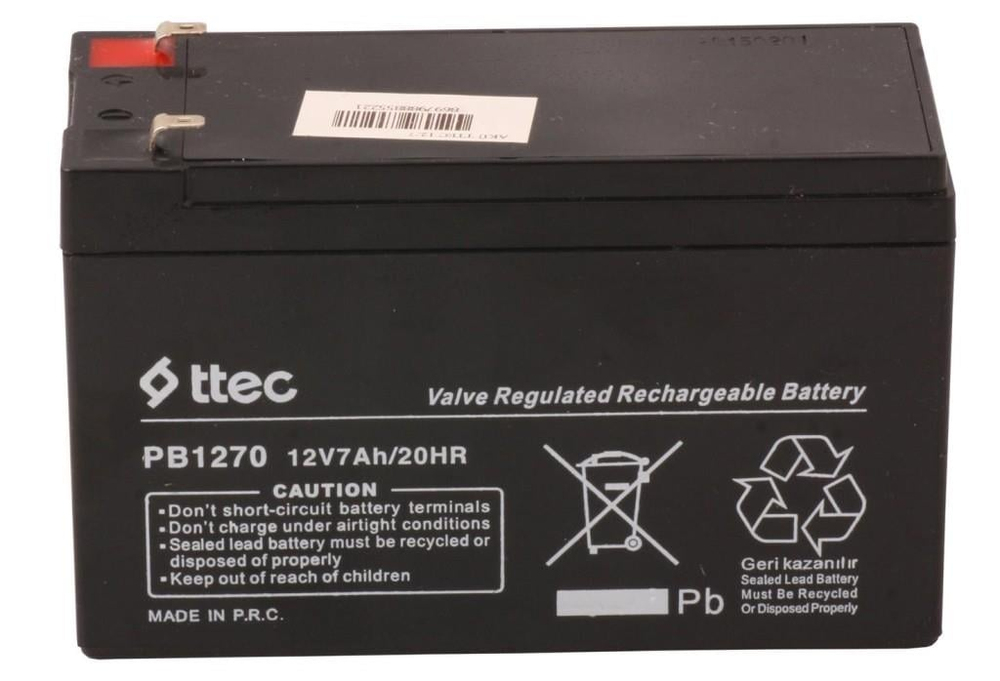 TTEC PLUSTtec 12V 7AH-20HR Base Bakımsız Kuru Akü Alarm-Siren için Ups Uygun Değil 1,75 Kg8694470584416