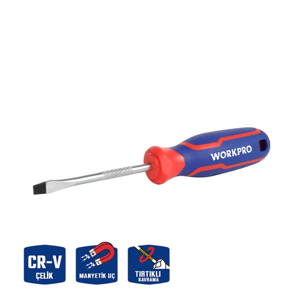 WorkproWORKPRO WP221016 5.5x100mm CR-V Manyetik Profesyonel Düz TornavidaWP221016