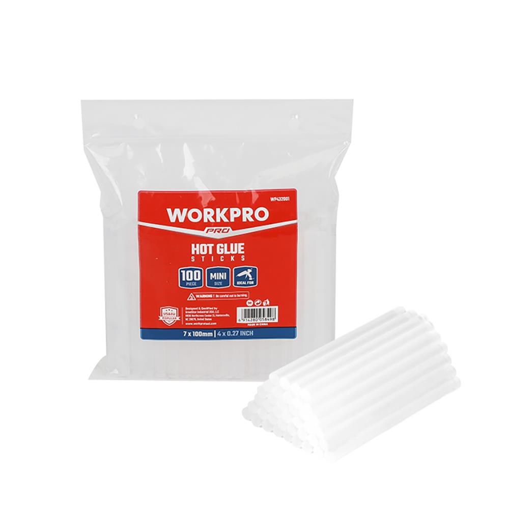 WorkproWORKPRO WP432001 7x100mm Sıcak Silikon Tabancası İçin 100 Adet Şeffaf Yedek Silikon/MumWP432001