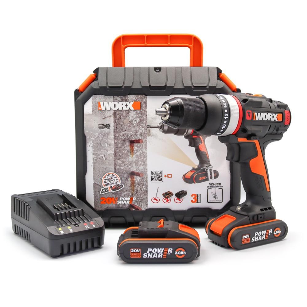 WorxWORX WX-JCR 20Volt/2.0Ah Li-ion Çift Akülü Kömürsüz Profesyonel Darbeli Şarjlı MatkapWX-JCR