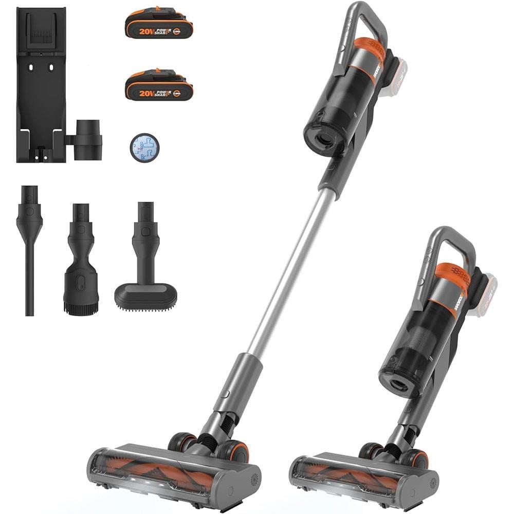 WorxWORX WX038 20Volt 2.0Ah. Li-ion 105Watt Çift Akülü Kömürsüz Siklonik Sistem Şarjlı Dikey SüpürgeWX038