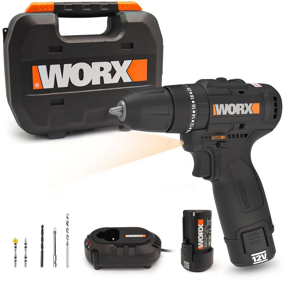 WorxWORX WX121 12Volt/2.0Ah Li-ion Çift Akülü Kömürsüz Profesyonel Şarjlı Darbeli Matkap + 5 Parça AksesuarWX121