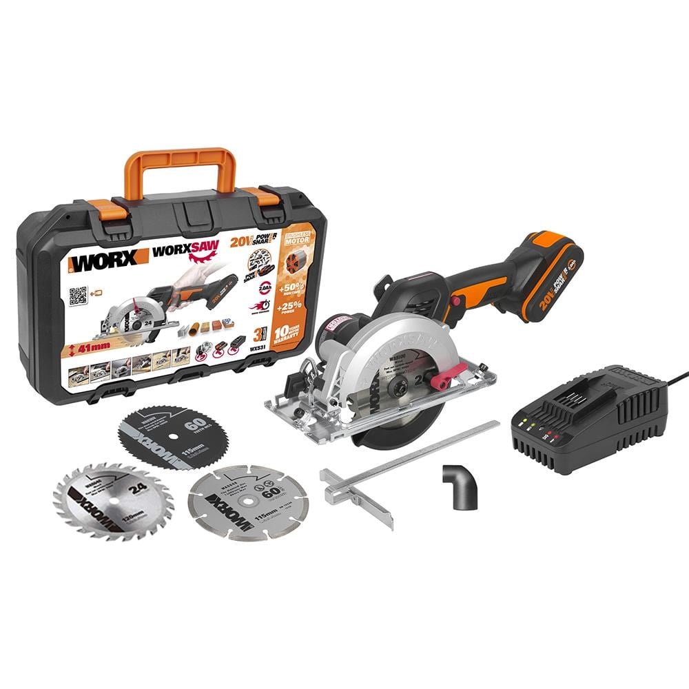 WorxWORX WX531 20Volt 2.0Ah. Li-ion 120mm Kömürsüz Profesyonel Çok Amaçlı Daire TestereWX531