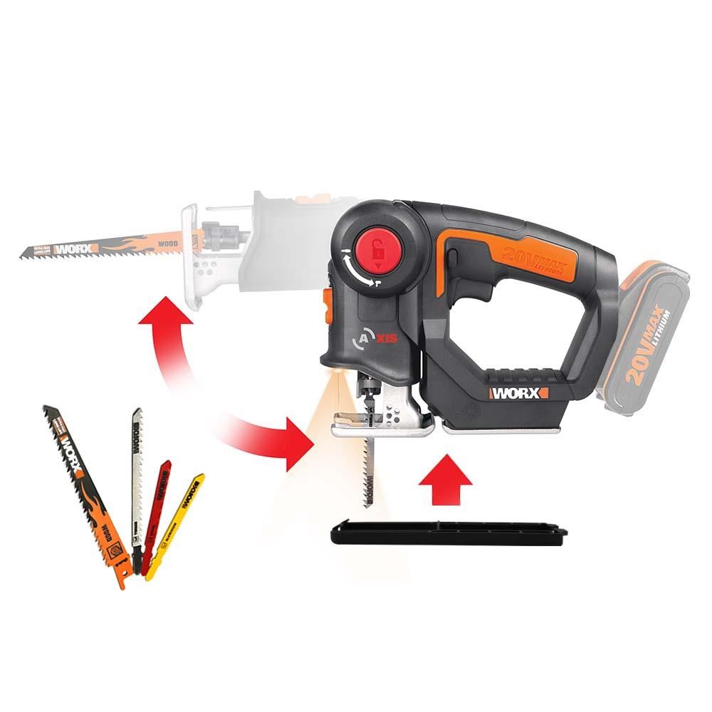 WorxWORX WX550.9 20Volt Profesyonel Dekupaj ve Tilki Kuyruğu Testere (Akü Dahil Değildir)WX550.9