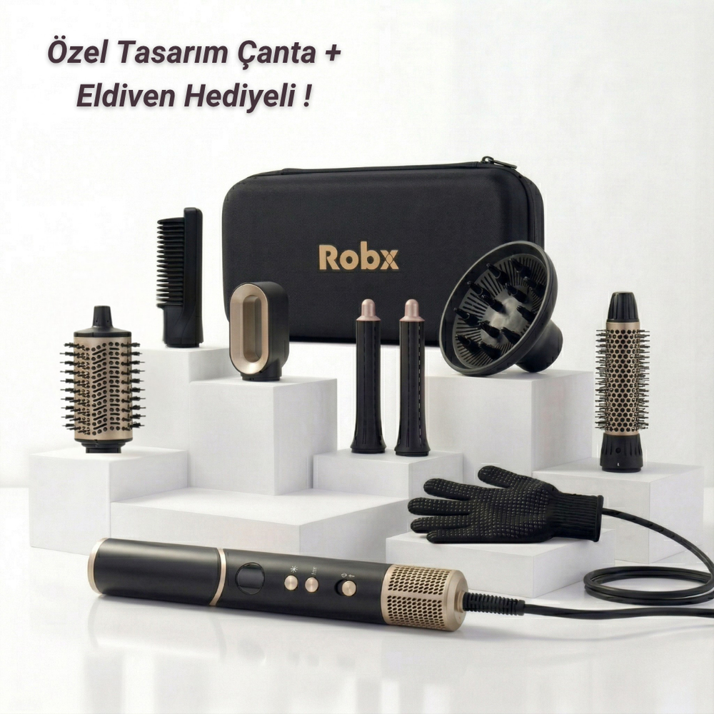 Robx 7 IN 1 Saç Şekillendirme Ve Kurutma Siyah 
