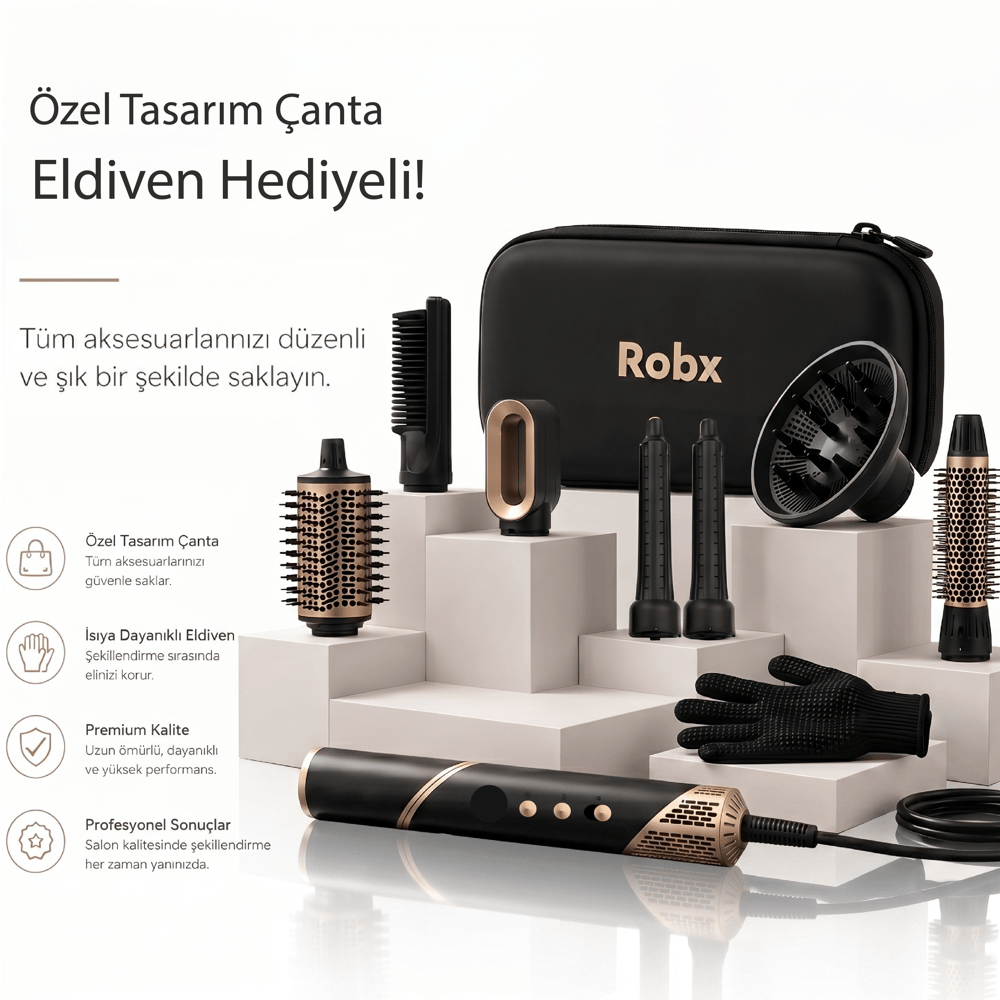 Robx 7 IN 1 Saç Şekillendirme Ve Kurutma Siyah 