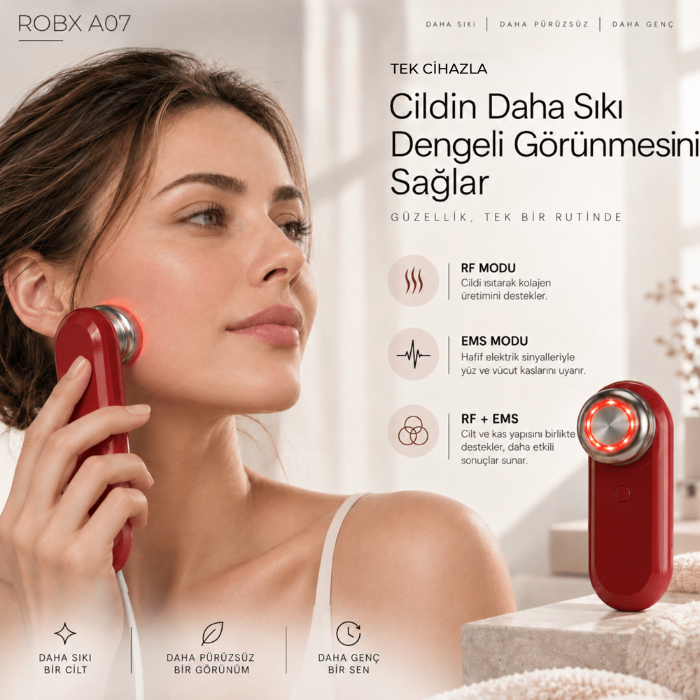 Robx A07 Yeni Nesil RF EMS Cilt Sıkılaştırıcı Ve Kırışıklık Yüz ve Vücut Aleti