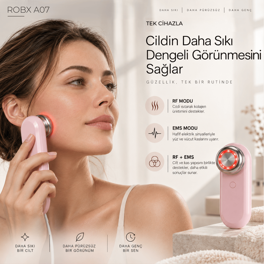 Robx A07 Yeni Nesil RF EMS Cilt Sıkılaştırıcı Ve Kırışıklık Yüz ve Vücut Aleti