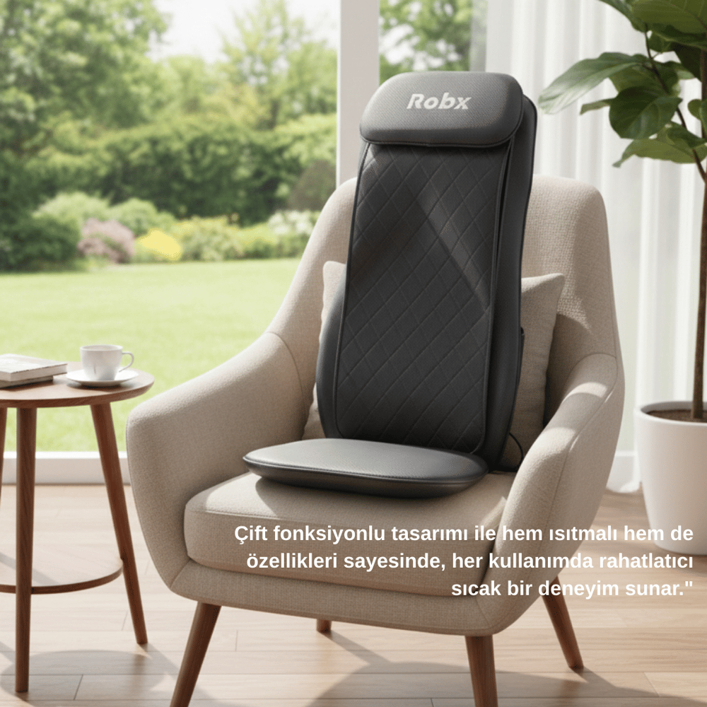 Robx S208 Titreşimli Isıtmalı Sırt Bel Yoğurmalı Yastıklı Masaj Koltuğu