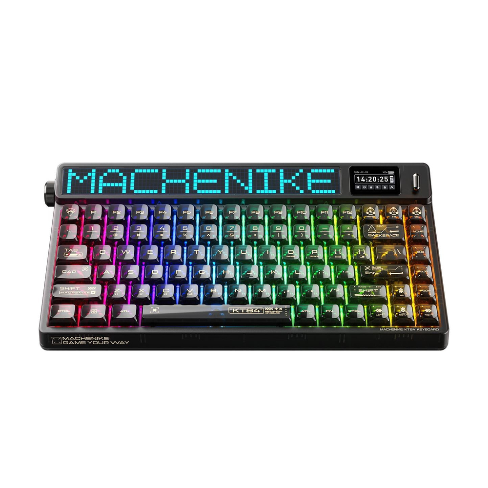 Machenike KT84-B84W Kablosuz Gateron White Switch RGB Siyah Gaming Klavye