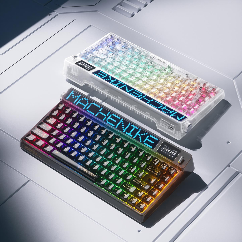 Machenike KT84-B84W Tri-Mode Gateron White Switch LCD RGB Beyaz ENG Q Gaming Klavye