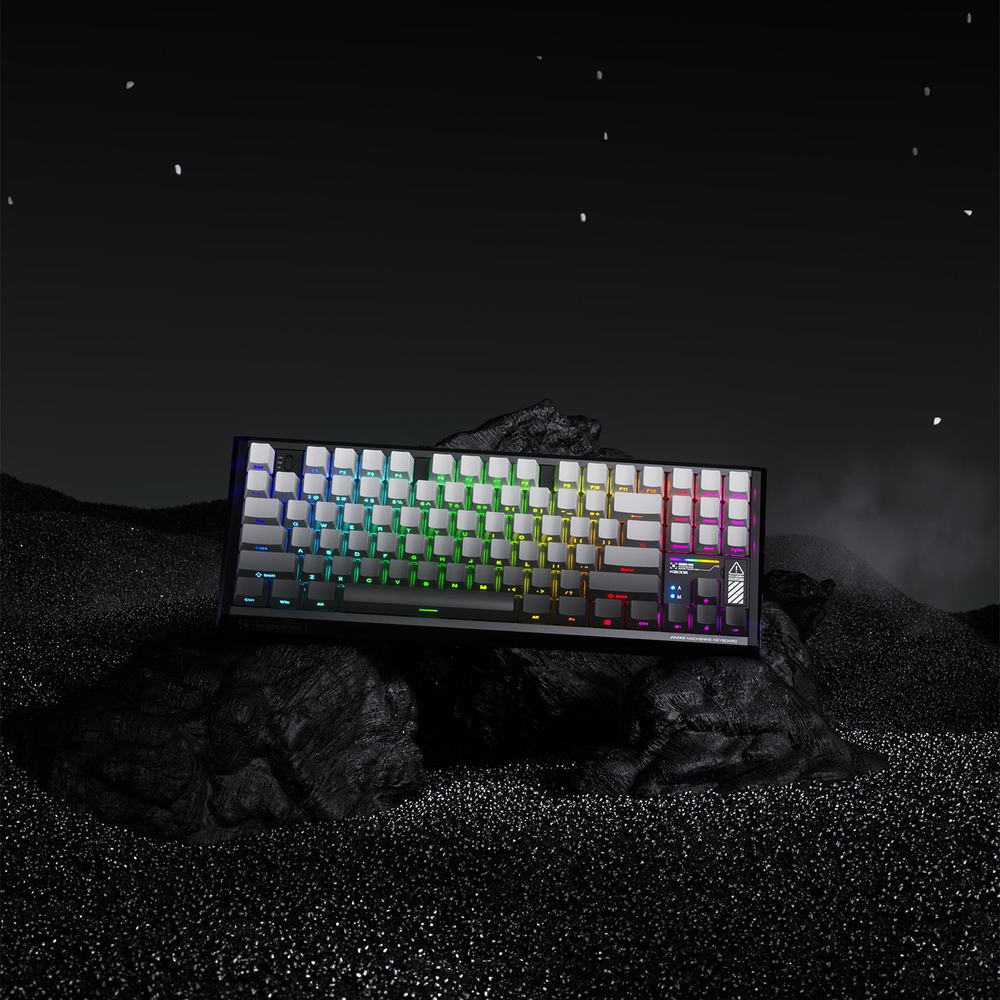 Machenike K600E-B87W Tri-Mode GR Silver Switch RGB Hot Swap Siyah Gaming Klavye