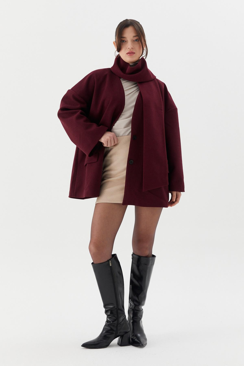 Atkılı Kaşe Kaban BORDO