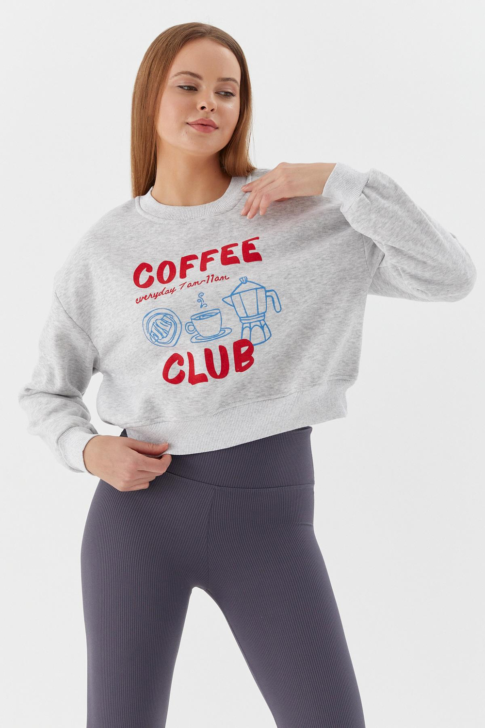 Baskılı Sweatshirt GRI MELANGE