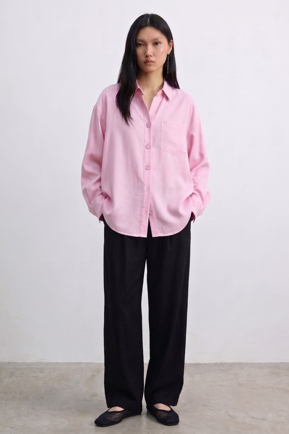 Cepli Oversize Gömlek PEMBE