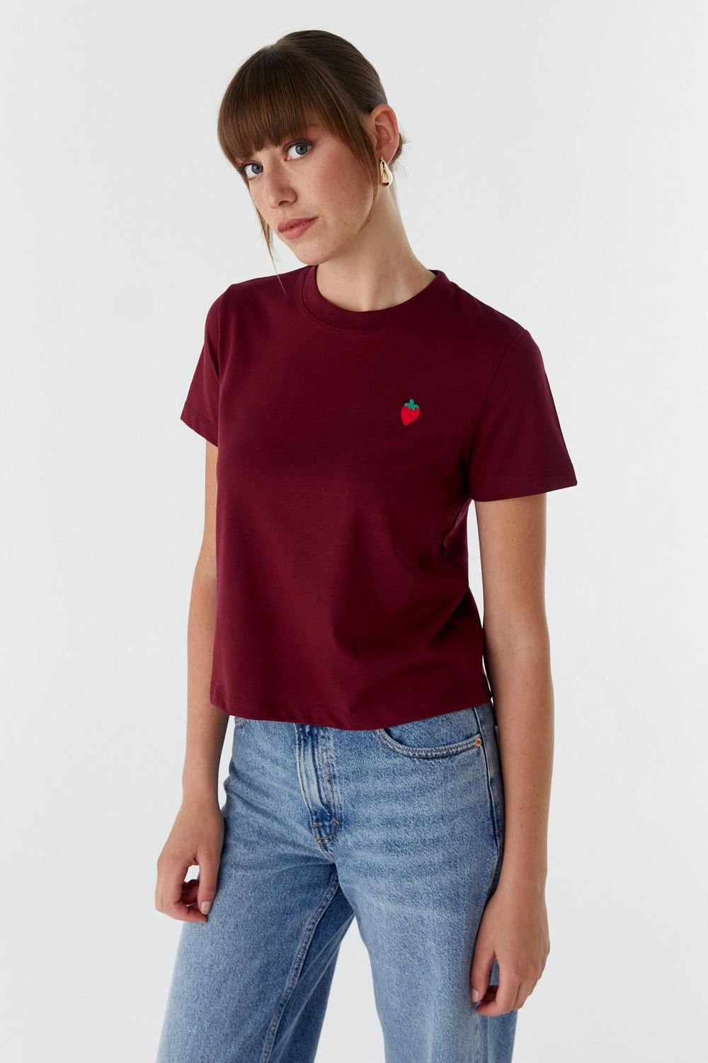 Çilek Baskılı Tshirt BORDO