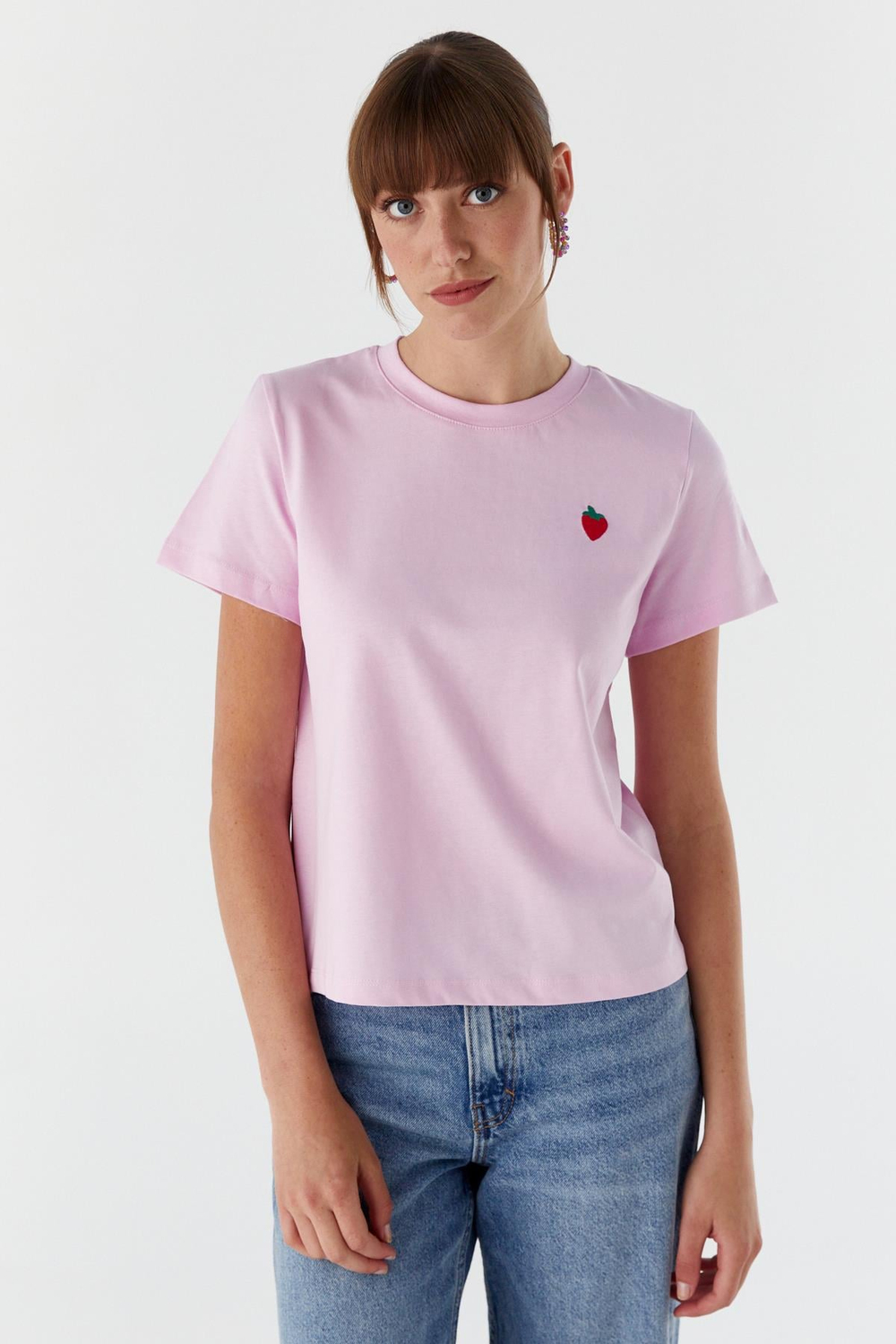 Çilek Baskılı Tshirt PEMBE