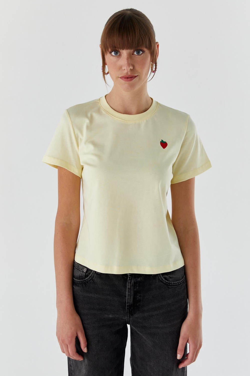 Çilek Baskılı Tshirt SARI