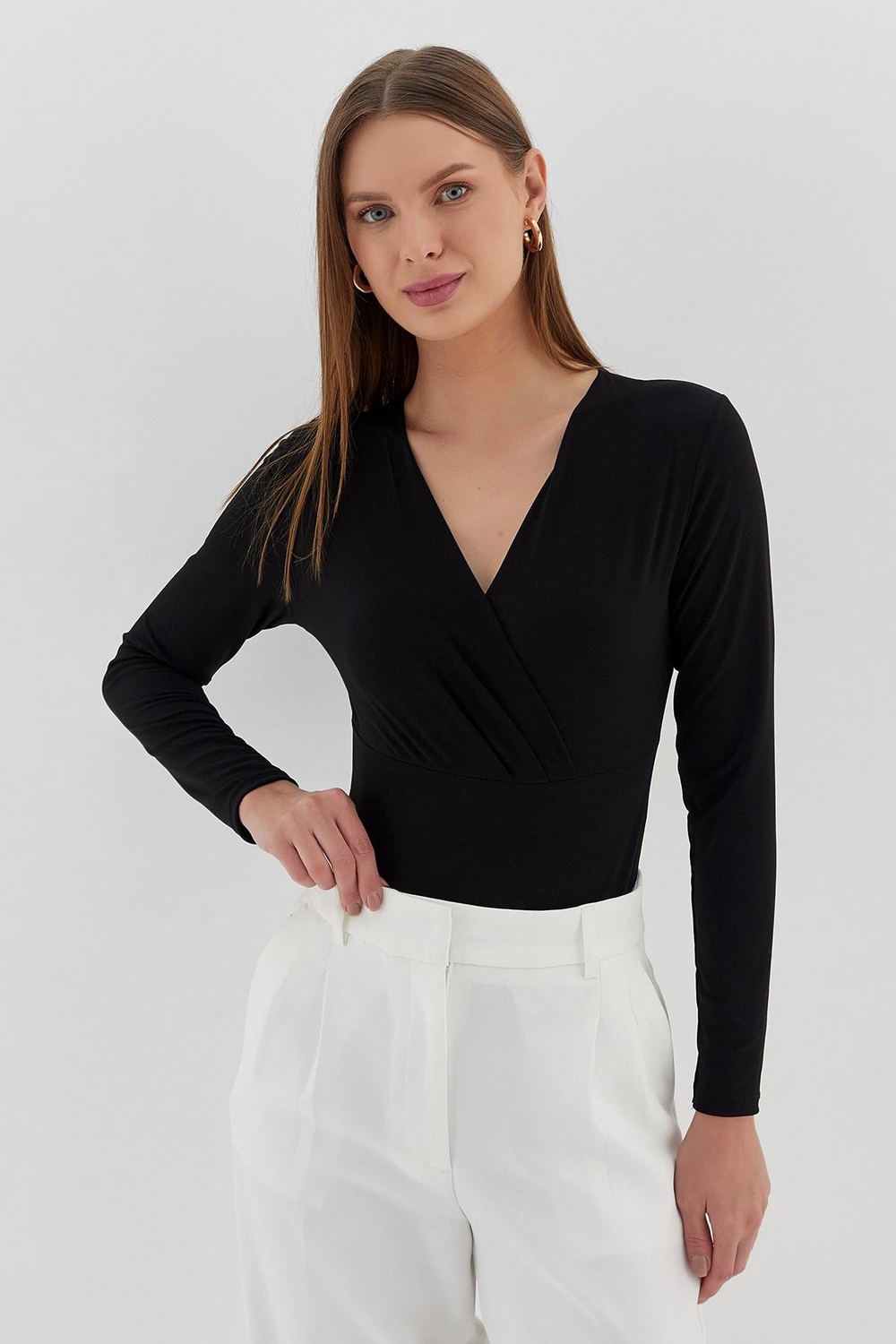 Çıtçıtlı Bluz SIYAH