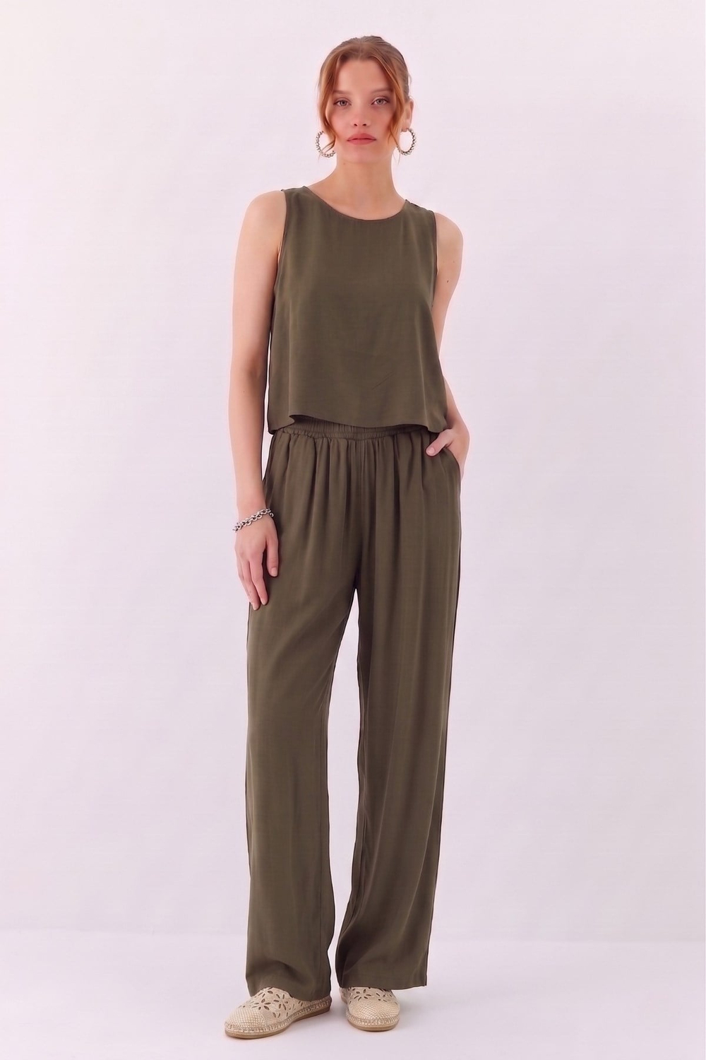 Modal Pantolon Bluz Takım OLIVE