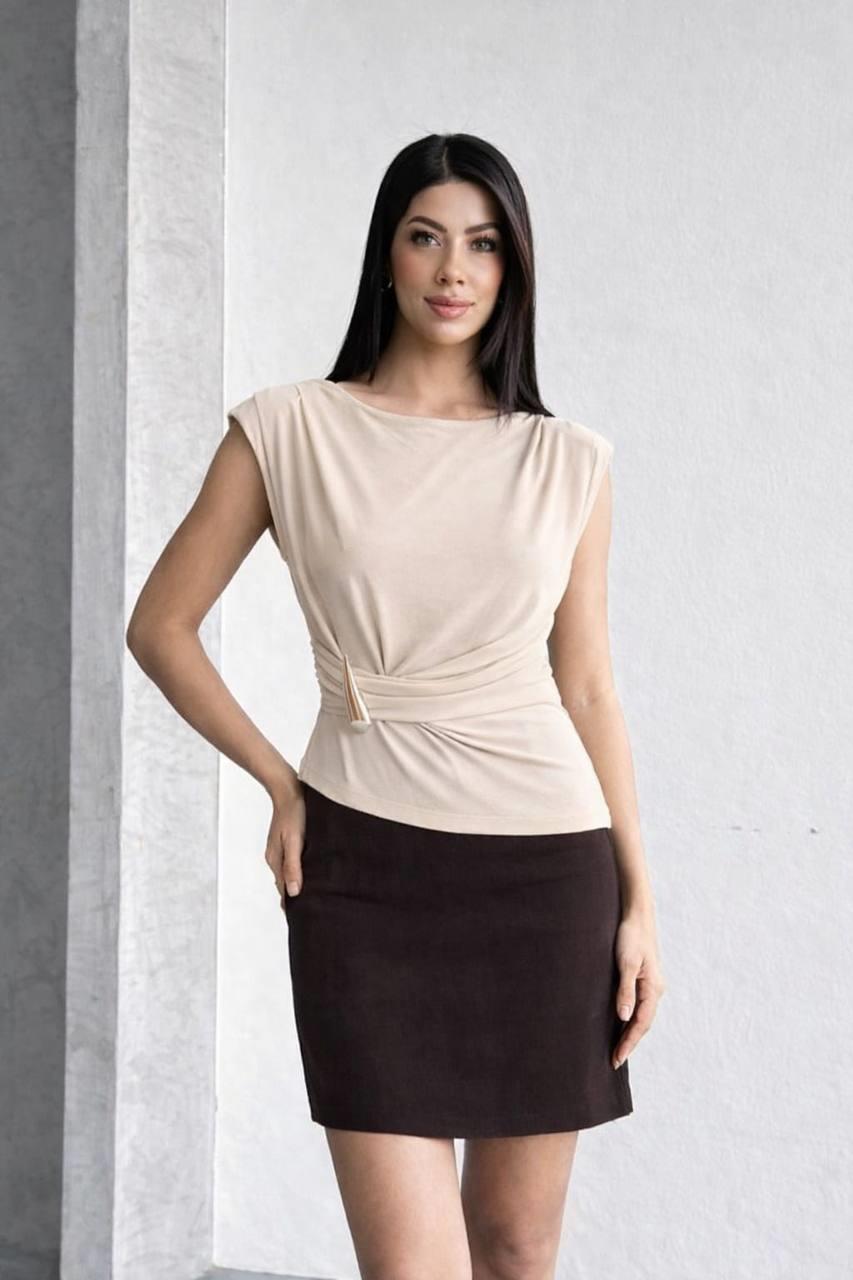 Omzu Tokalı Beli Toka Bluz TAS