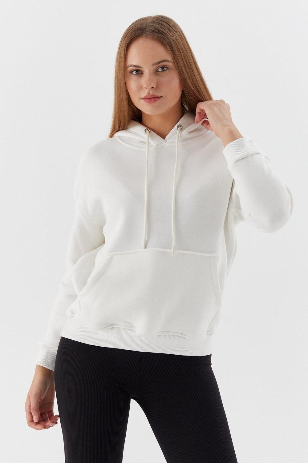 Önü Cepli Kapüşonlu Sweatshirt EKRU