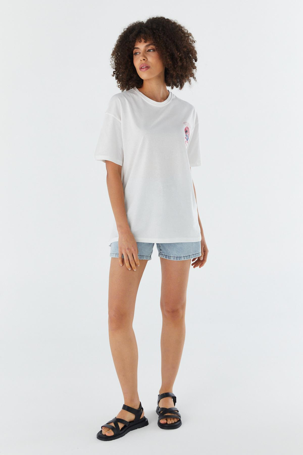 Oversize Tokyo Baskılı T-shirt EKRU