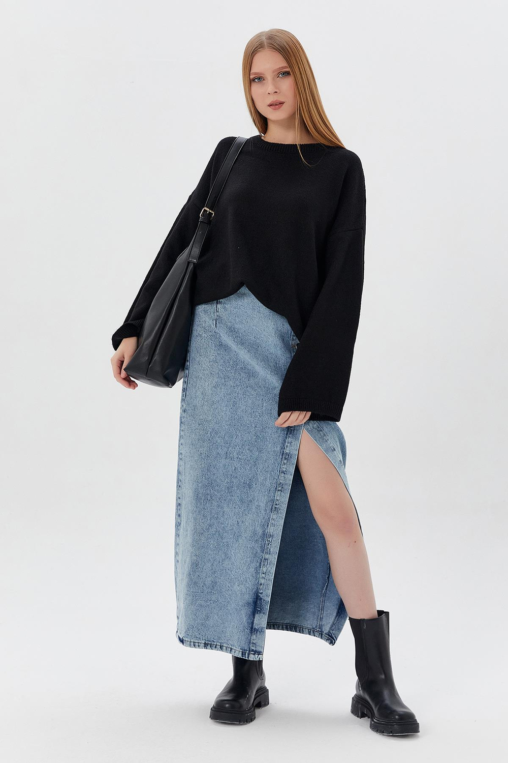 Oversize Triko Kazak SIYAH