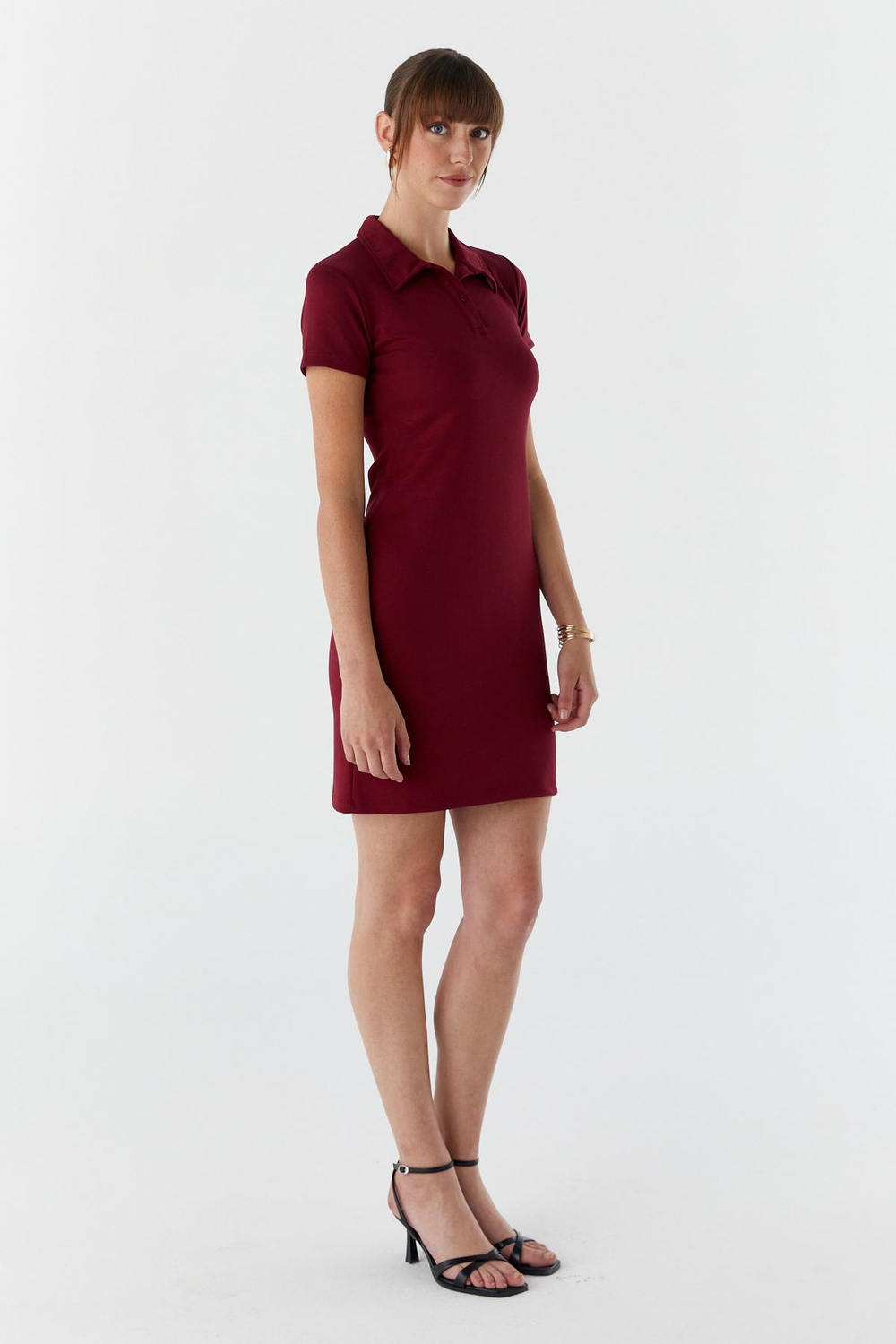 Polo Yaka Elbise BORDO