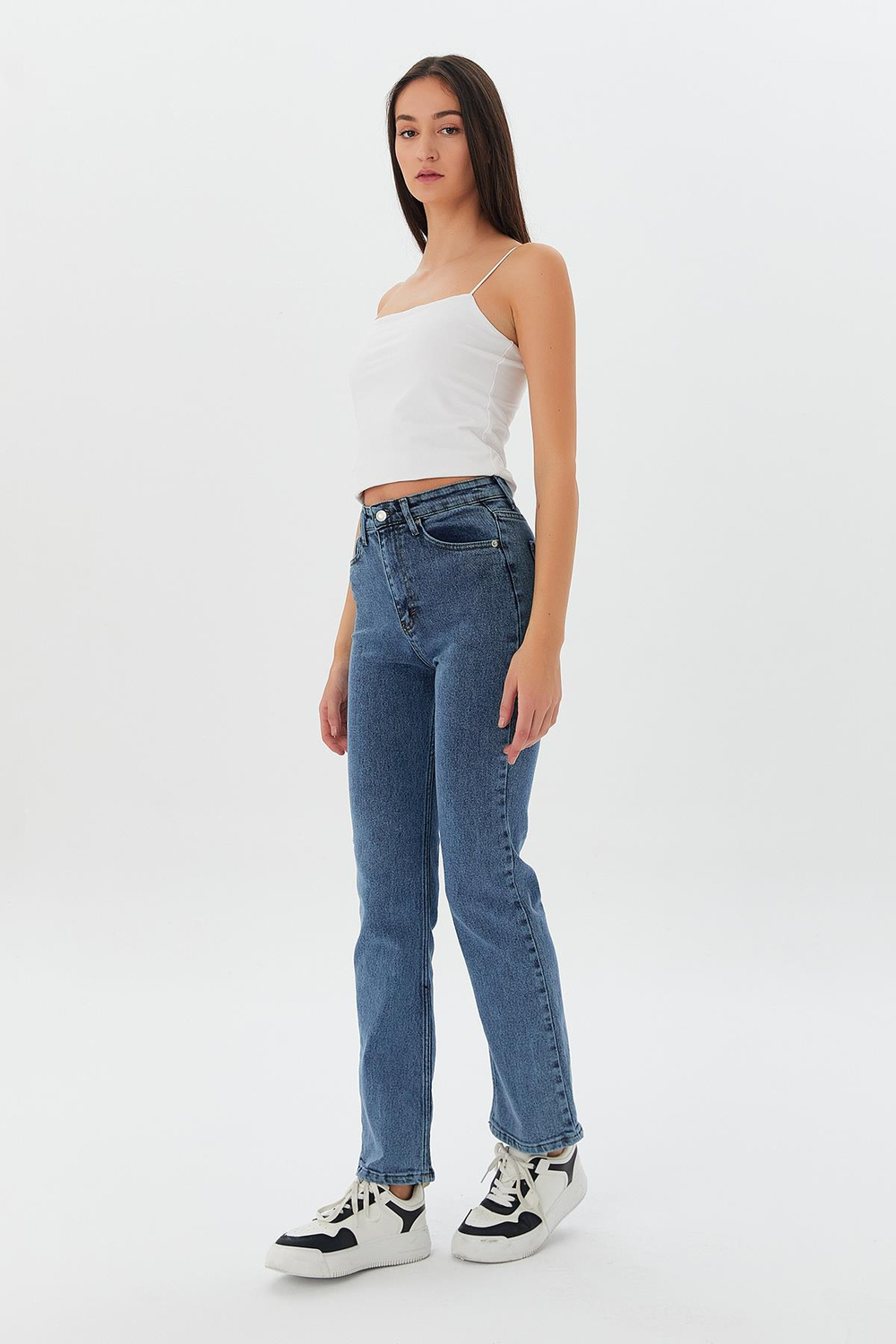 Yıkamalı Baggy Jean MAVI