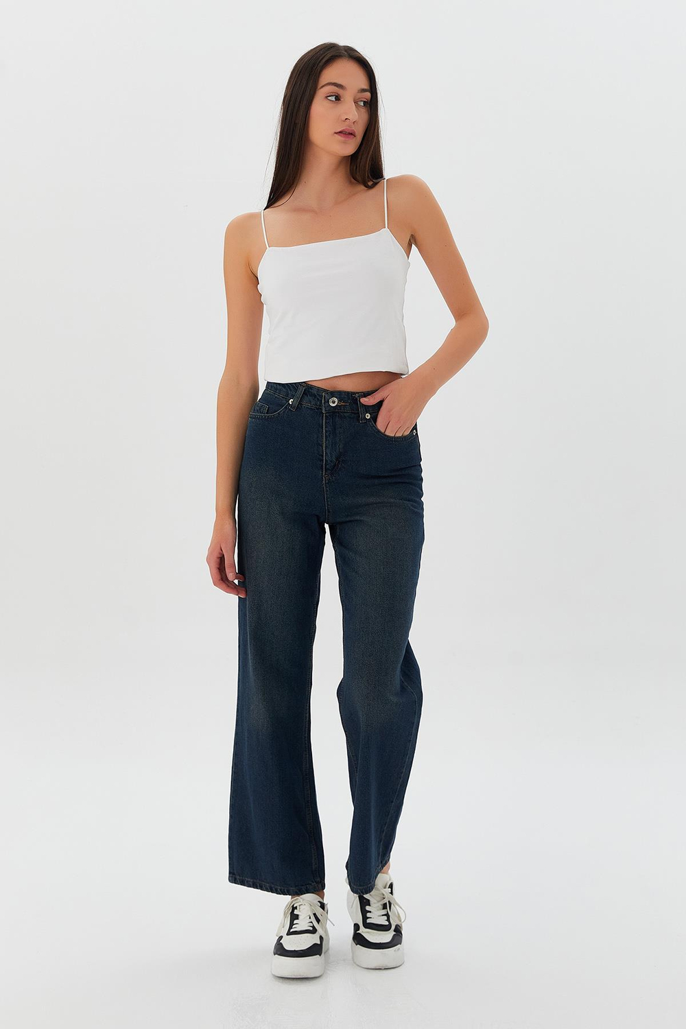 Yıkamalı Bol Paça Denim ANTRASIT