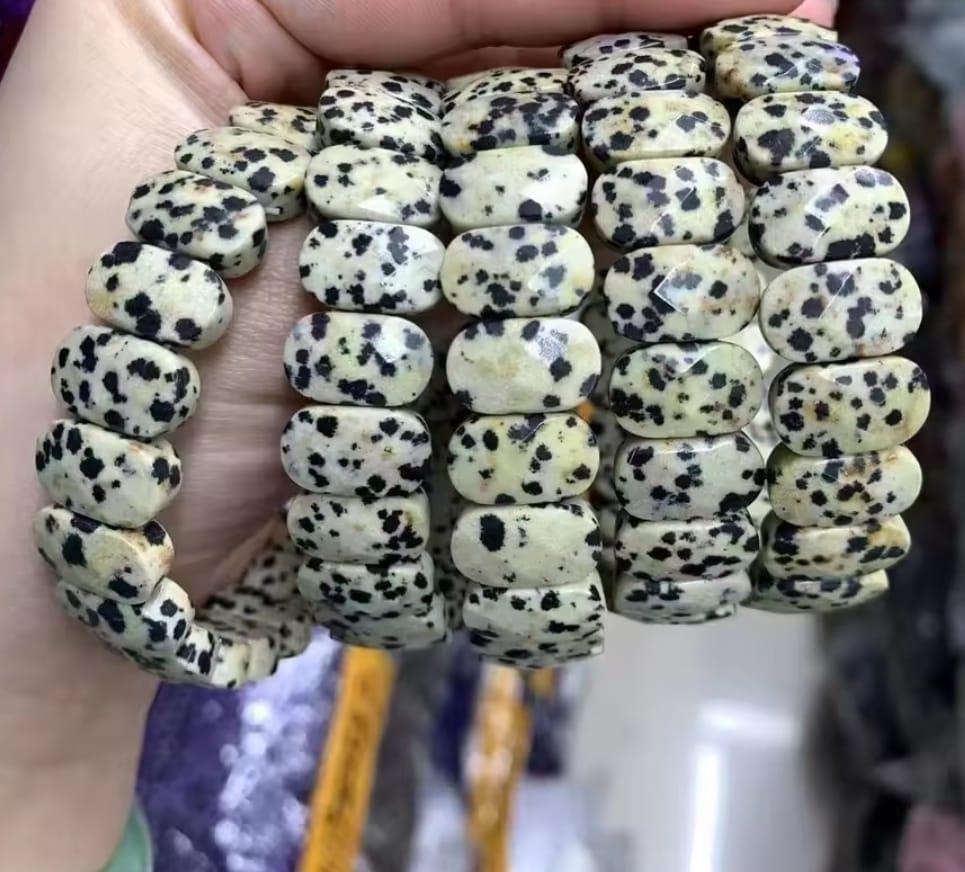 Jasper ( Dalmaçyalı ) Doğaltaş Roleks ( Rolex ) Özel Kesim Bileklik  
