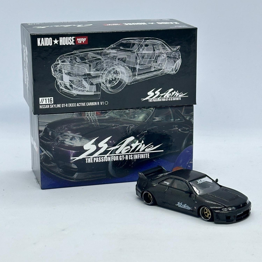 (Açık Paket) Mini GT 1/64 KaidoHouse Nissan Skyline GT-R (R33) Active Carbon R V1 KHMG116