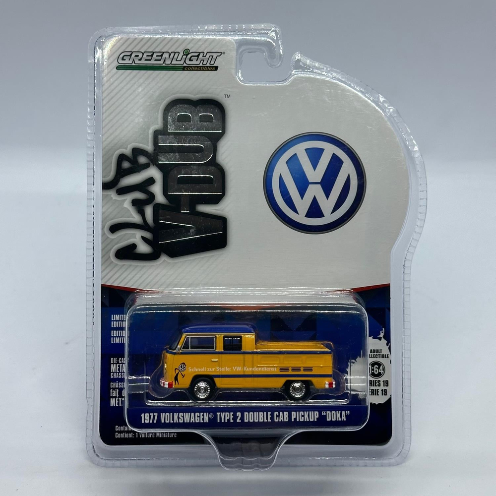 Greenlight 1/64 Club Vee-Dub Series 19- 1977 Volkswagen Type 2 Double Cab Pickup “Doka” 36100-D