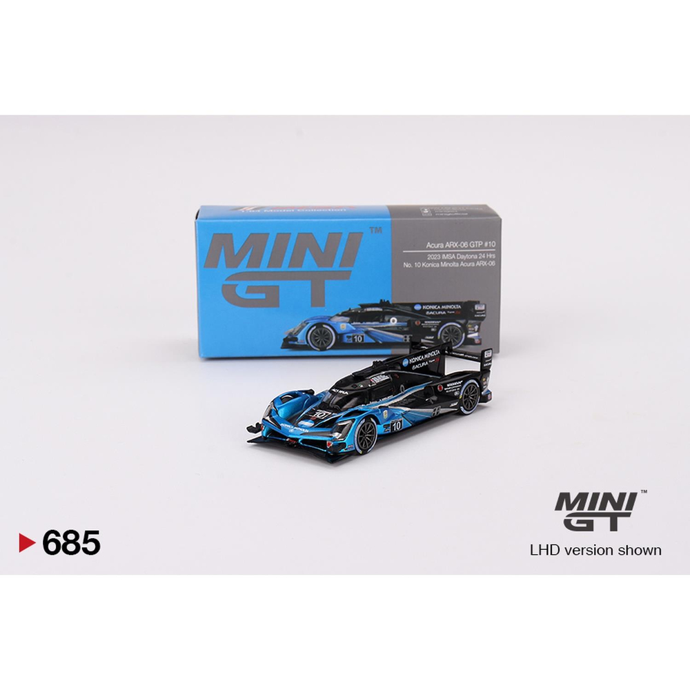 Mini GT 1/64 Acura ARX-06 GTP #10 No. 10 Konica Minolta Acura ARX-06 2023 IMSA Daytona 24 Hrs MGT00685