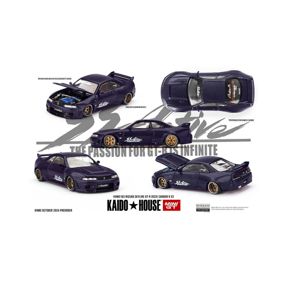 Mini GT 1/64 KaidoHouse Nissan Skyline GT-R (R33) Active Carbon R V2 KHMG163