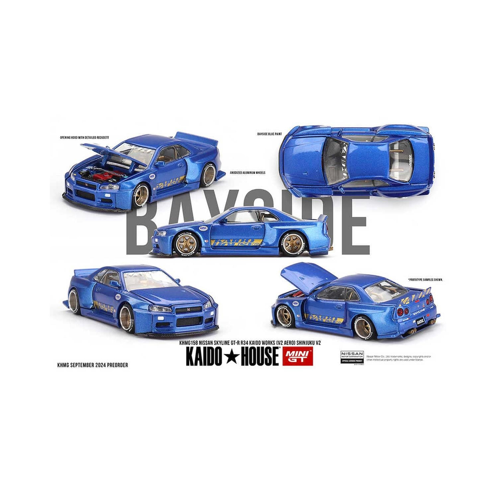 Mini GT 1/64 [KaidoHouse x MiniGT] Nissan Skyline GT-R (R34) Kaido Works (V2 Aero) SHINJUKU V2 KHMG158