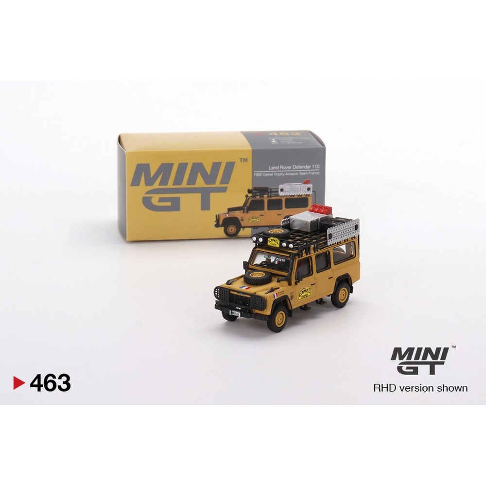 Mini GT 1/64 Land Rover Defender 110 1989 Camel Trophy Amazon Team France MGT00463