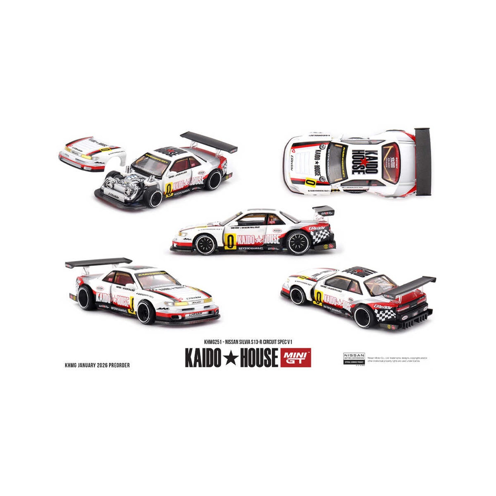 (ÖN SATIŞ) Mini GT 1/64 Kaido House Nissan Silvia S13-R Circuit Spec V1 KHMG251