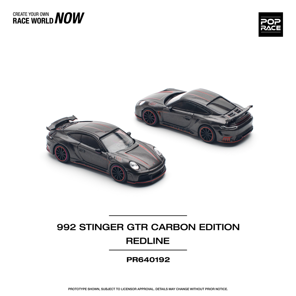 Pop Race 1/64 992 Stinger GTR Carbon Edition Redline PR640192