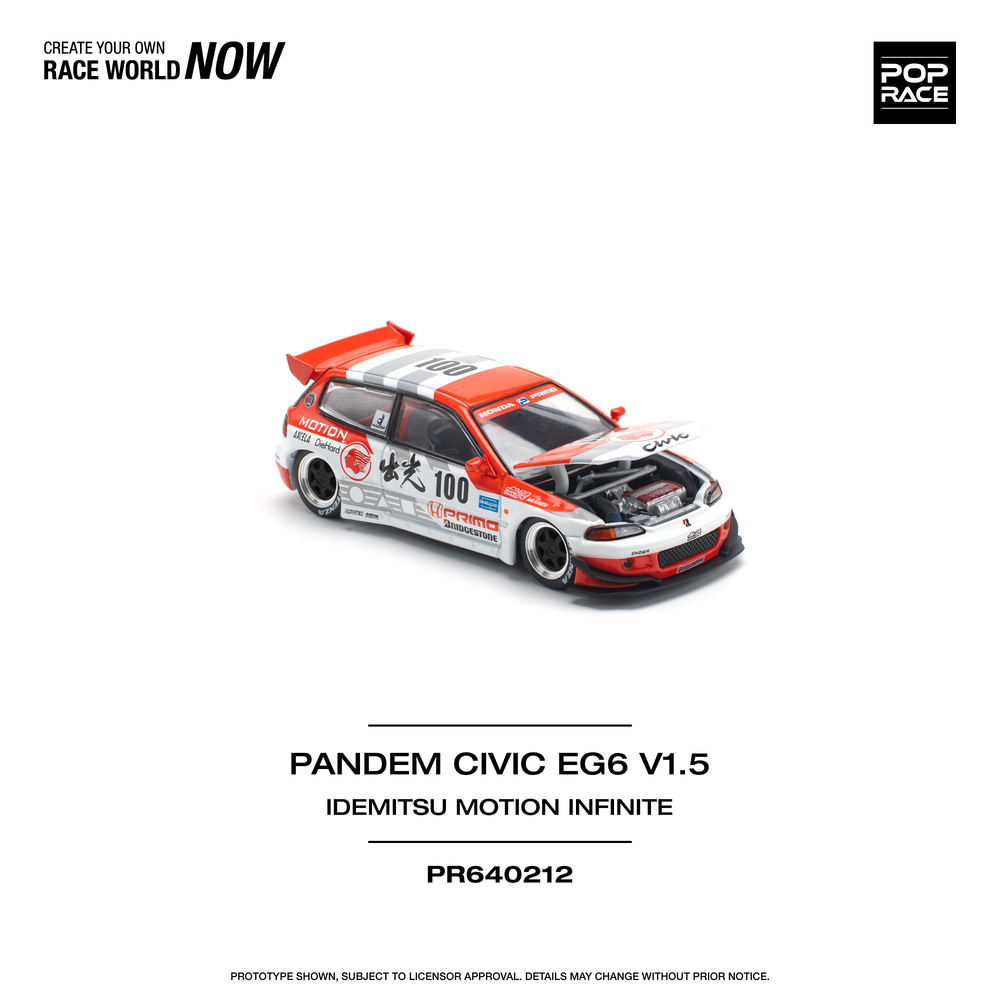 Pop Race 1/64 Pandem Civic EG6 V1.5 Idemitsu Motion Infinite PR640212