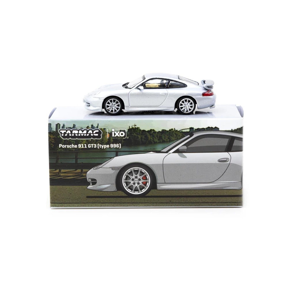Tarmac Works X iXO Models 1/64 Porsche 911 GT3 (type 996) Silver - GLOBAL64 T64G-069-SL