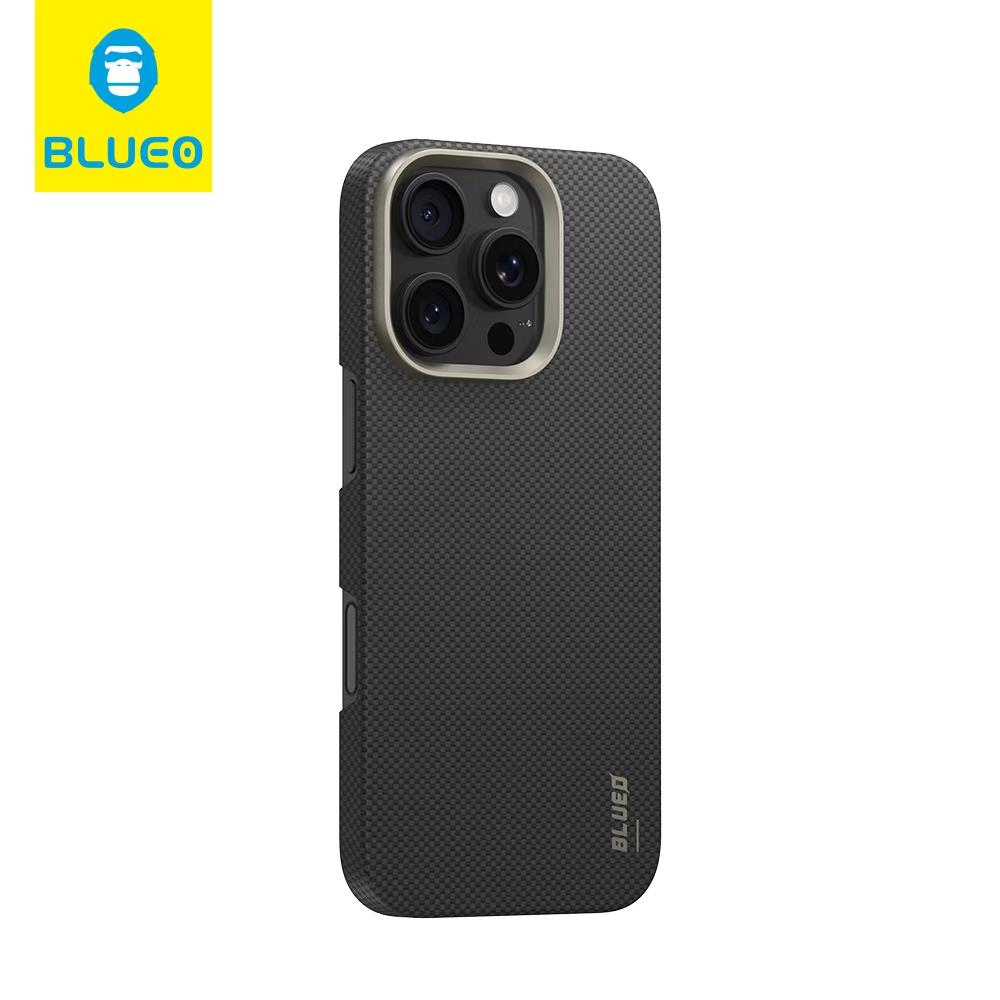 BLUEO B Air Aramid Fiber iPhone 16 Pro MagSafe Özellikli Slim ince Serigrafi Baskı Aramid Karbon Fiber Sert Kılıf
