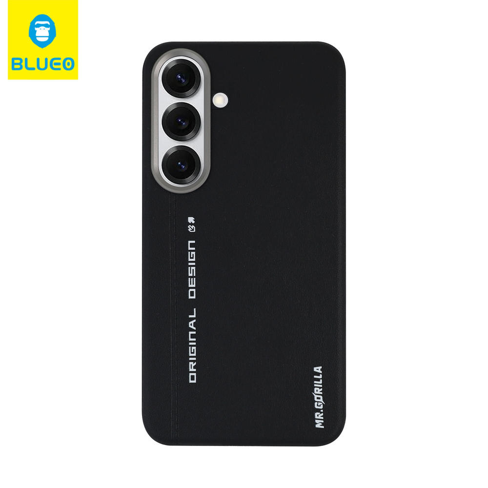 BLUEO B Synthetic Leather Samsung S25 Plus PU Deri Metal Kamera Koruma Çıkıntılı Hava Kanallı Kılıf